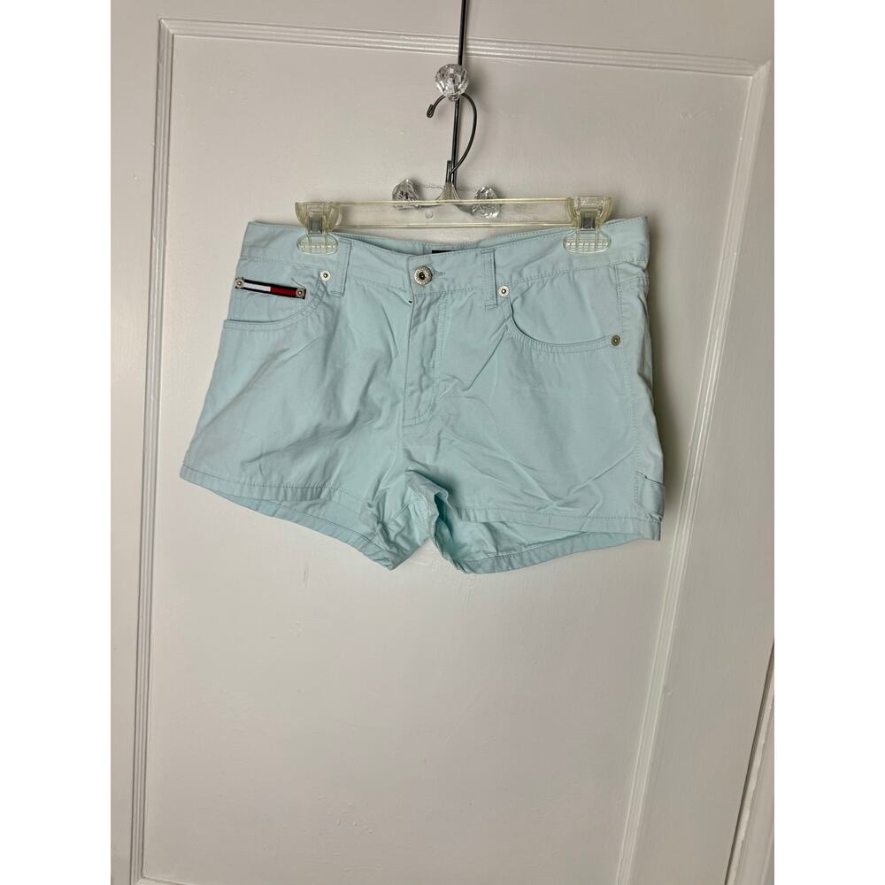 Vintage Tommy Hilfiger Shorts Women's 11 Light Blue Y2K 90s Low Rise Short Mini